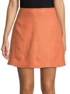 Valentino Contrast-stitched Linen Mini Skirt