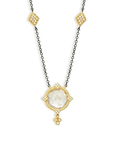 Freida Rothman Mirror Stone Sterling Silver & Clear Quartz Pendant Necklace