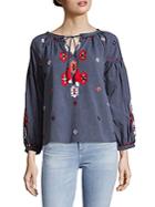 Kas New York Elora Embroidered Cotton Blouse