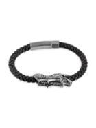 Eye Candy La Leather & Stainless Steel Dragon Cuff Bracelet