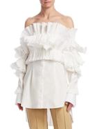 Rosie Assoulin Ruffled Off-the-shoulder Blouse