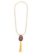 Cara Beaded Semi-precious Stone Fringe Pendant Necklace