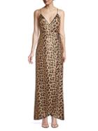 Aidan By Aidan Mattox Leopard Sequin Wrap Gown