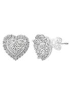 Effy 14k White Gold Diamond Heart Earrings