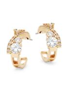 Ava & Aiden Goldtone & Crystal Huggie Earrings
