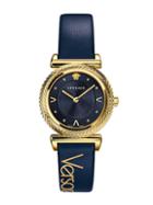 Versace V-motif Vintage Stainless Steel Leather Strap Watch