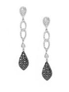 Effy Black & White Diamond & 14k White Gold Linear Earrings