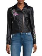 Philosophy Embroidered Faux Leather Moto Jacket