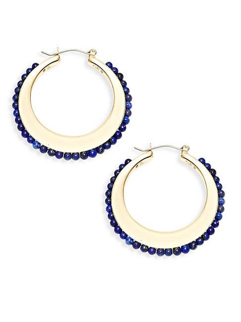 Ava & Aiden Goldtone Lapis Crescent Hoop Earrings