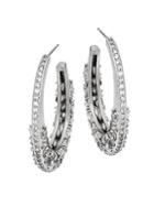 Freida Rothman Rose D'or Textured Sterling Silver & Crystal Hoop Earrings