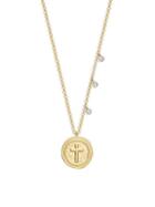 Meira T 14k Two-tone Gold & Diamond Cross Medallion Necklace