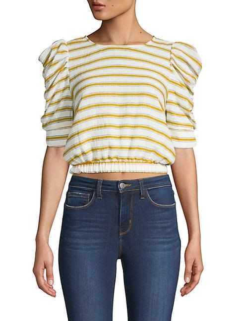 Moon River Puff-sleeve Cropped Top
