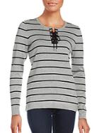 Calvin Klein Lace-up Striped Sweater