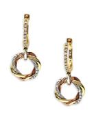 Effy 14kt. Yellow White And Rose Gold Diamond Drop Earrings