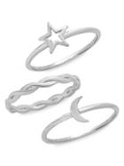 Sterling Forever 3-piece Sterling Silver Celestial Stackable Ring Set