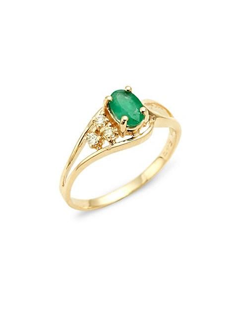 Effy 14k Gold Emerald & Diamond Ring