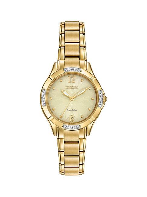 Citizen Em0452-58p Diamond Goldtone Stainless Steel & Diamond Bracelet Watch
