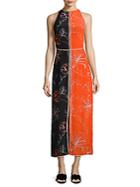 Diane Von Furstenberg Coloblock Paneled Silk Maxi Dress