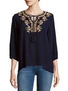 Raga Front-tie Embroidered Blouse
