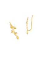 Saks Fifth Avenue 14k Yellow Gold Leaf Climber Earrings