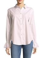 Frame Bell-sleeve Cotton Button-down Shirt