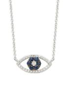 Effy 14k White Gold Sapphire & Diamond Cutout Eye Pendant Necklace