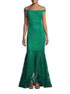 Theia Crochet Lace Off-the-shoulder Gown