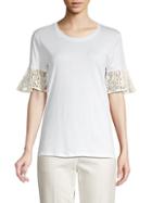 Burberry Lace-trimmed Cotton Top
