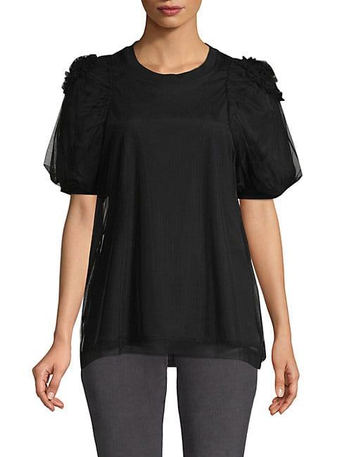 Simone Rocha Ruched-sleeve Cotton-blend Top