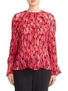 Kenzo Ruffled & Pleated Floral Blouse