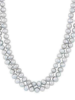 Masako Pearls 9-10mm Grey Pearl & 14k Yellow Gold Endless Necklace