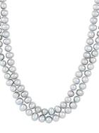 Masako Pearls 9-10mm Grey Pearl & 14k Yellow Gold Endless Necklace