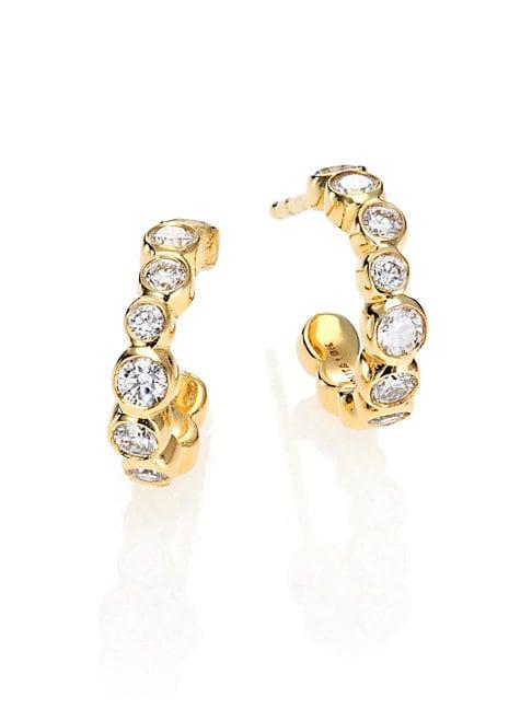 Ippolita Glamazon Stardust Diamond & 18k Yellow Gold Bezel-set Hoop Earrings/0.5