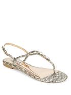 Badgley Mischka Amex Snake-embossed Leather Thong Sandals