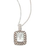 Effy 14k White Gold Diamond & Green Amethyst Pendant Necklace