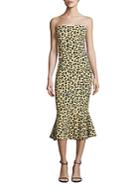 Cinq Sept Luna Leopard-print Strapless Dress