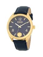Versus Versace Goldtone Stainless Steel & Leather-strap Watch