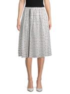 Donna Karan New York Pleated Polka-dot Flare Skirt