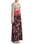 Rococo Sand Floral Silk Floor-length Dress