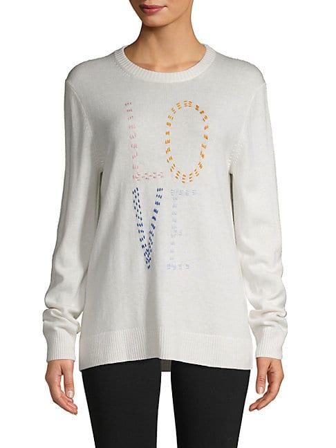 Saks Fifth Avenue Love Embroidered Sweater
