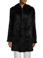 Adrienne Landau Rabbit Fur Zip-front Coat