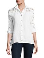 Saks Fifth Avenue Lace Pattern Linen Shirt