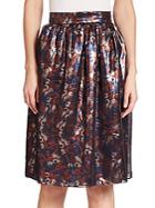 Mother Of Pearl Albany Metallicized Blossom-print Skirt