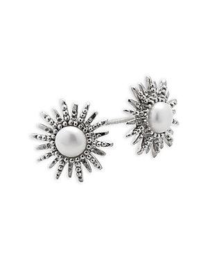Anzie 3mm White Pearl & Silver Stud Earrings