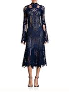 Jonathan Simkhai Mockneck Lace Flare Dress