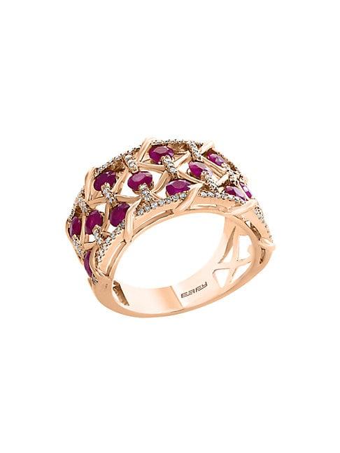 Effy 14k Rose Gold Ruby & Diamond Ring