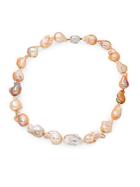 Tara + Sons 11-13mm Multicolored Baroque Freshwater Pearl And Sterling Silver Necklace