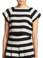 Alice + Olivia Striped Tweed Cropped Top