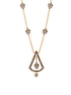 Freida Rothman Crystal And Sterling Silver Drop Pendant Necklace