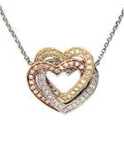 Effy Trio 14kt. White Yellow And Rose Gold Diamond Hearts Necklace